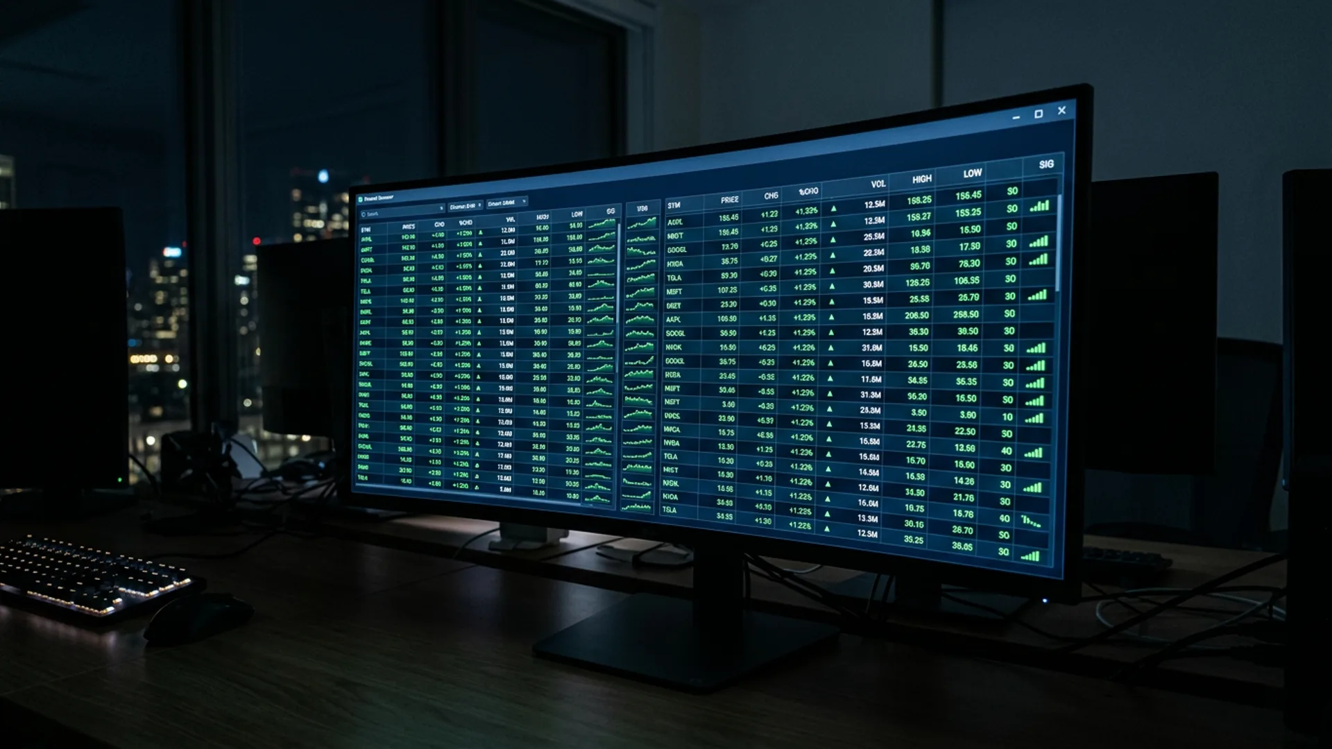 Vantage Signal screener interface